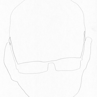 Graphite self-portrait drawn from memory. Series of one per day for a year.